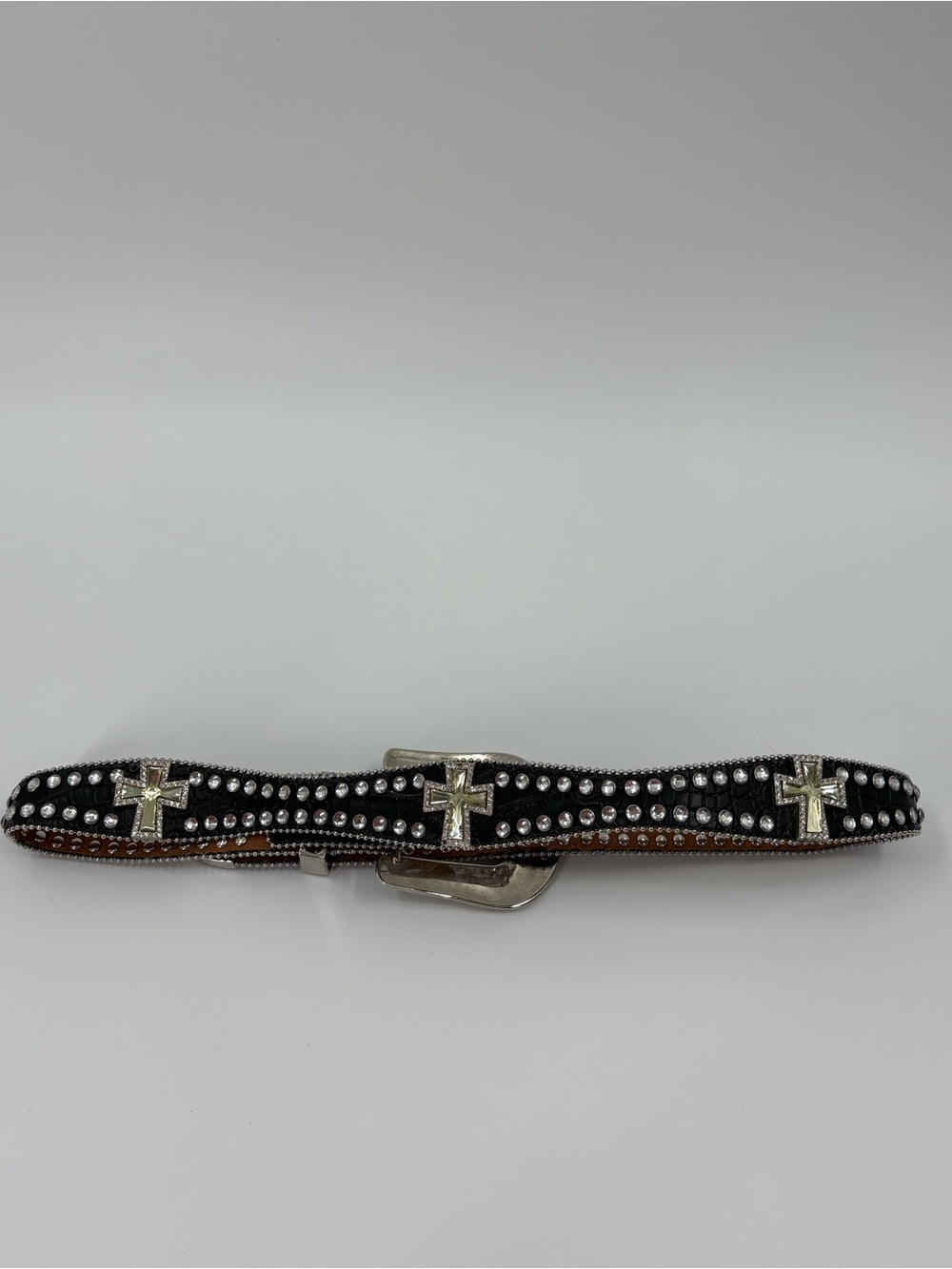 Blazin Roxx Black Croc Cross Rhinestone Western Belt Cowgirl Medium NWOT - Picture 9 of 14